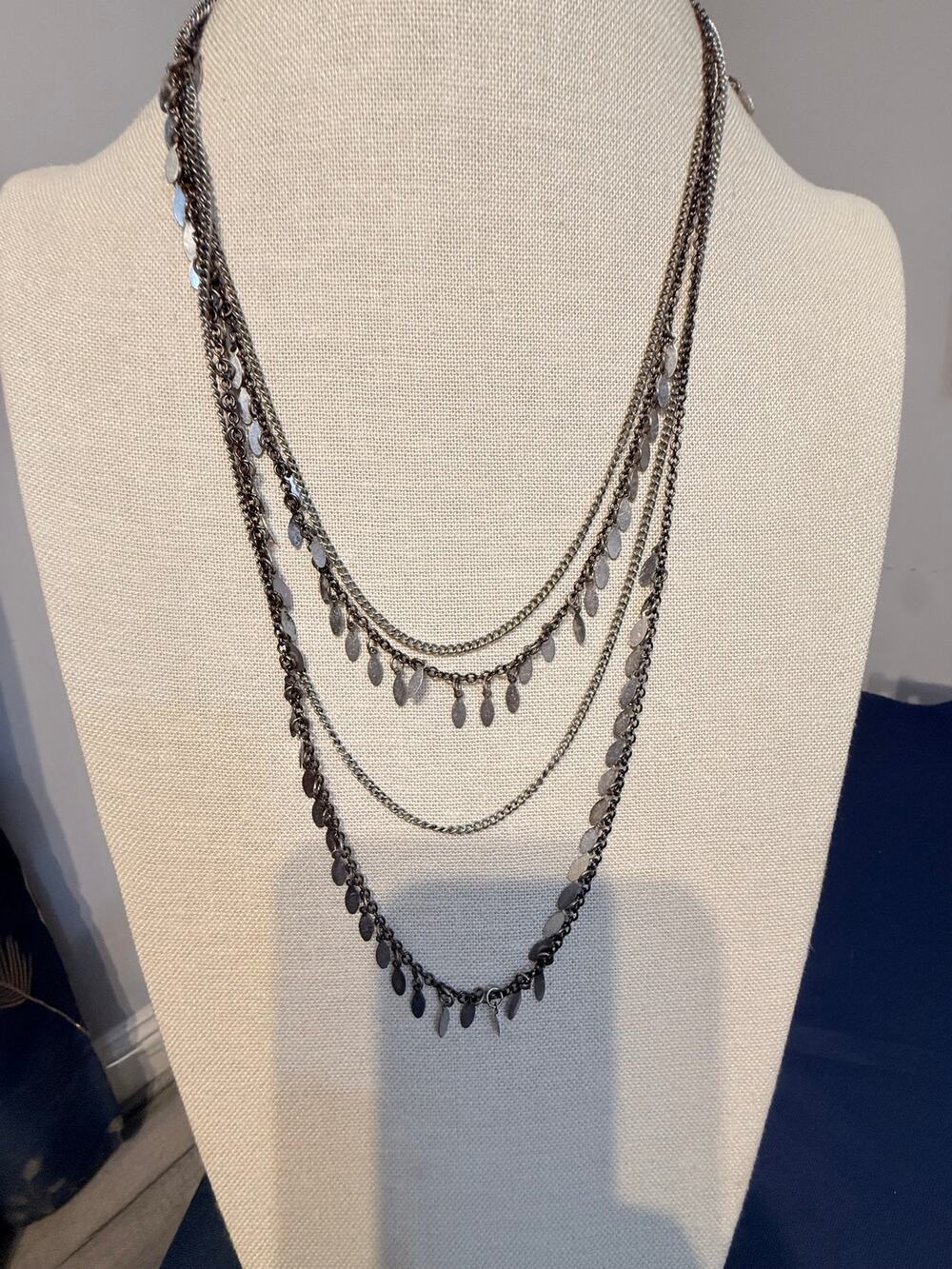 Vintage Layered Fringe Chain Necklace 21”